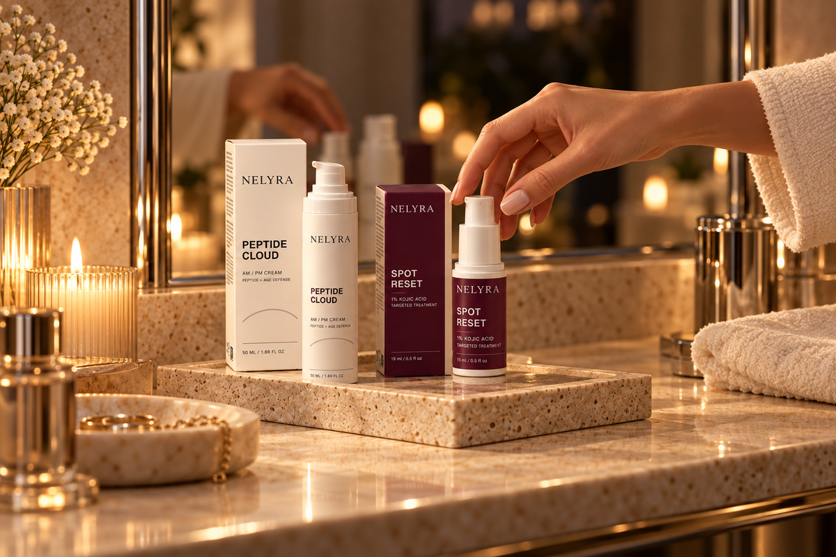 Routine du soir NELYRA avec Spot Reset et Peptide Cloud